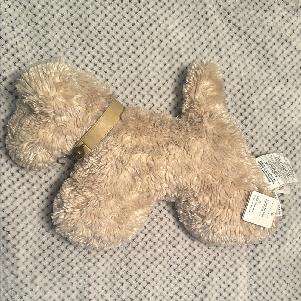 Pottery Barn Tangled Dog Faux Fur Pillow - Doodle with Bells